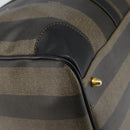 FENDI Pecan Canvas Boston Bag PVC Black Brown Auth 144142-16