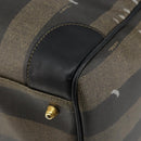 FENDI Pecan Canvas Boston Bag PVC Black Brown Auth 144142-17