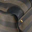FENDI Pecan Canvas Boston Bag PVC Black Brown Auth 144142-18