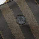 FENDI Pecan Canvas Boston Bag PVC Black Brown Auth 144142-19