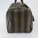 FENDI Pecan Canvas Boston Bag PVC Black Brown Auth 144142-3
