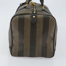 FENDI Pecan Canvas Boston Bag PVC Black Brown Auth 144142-4