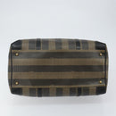 FENDI Pecan Canvas Boston Bag PVC Black Brown Auth 144142-5