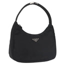 PRADA Hand Bag Nylon Black Silver Auth 144143-1
