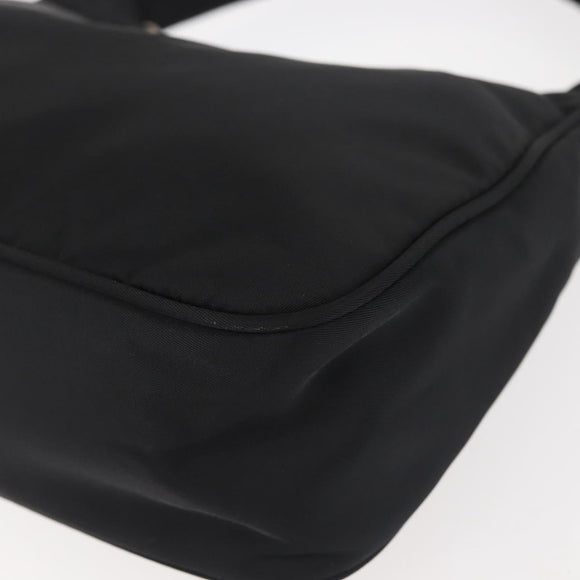 PRADA Hand Bag Nylon Black Silver Auth 144143