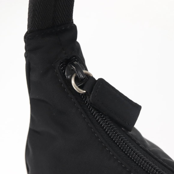 PRADA Hand Bag Nylon Black Silver Auth 144143