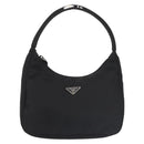 PRADA Hand Bag Nylon Black Silver Auth 144143-13