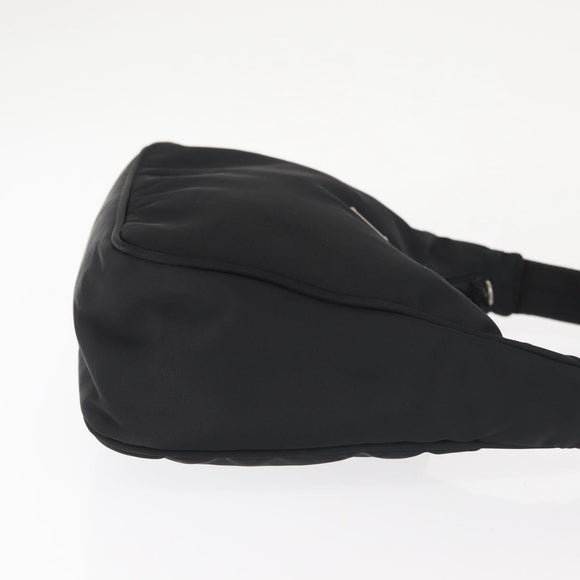 PRADA Hand Bag Nylon Black Silver Auth 144143