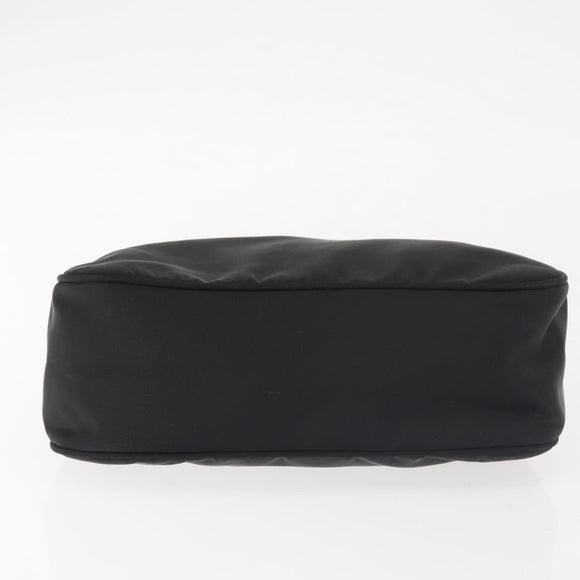 PRADA Hand Bag Nylon Black Silver Auth 144143