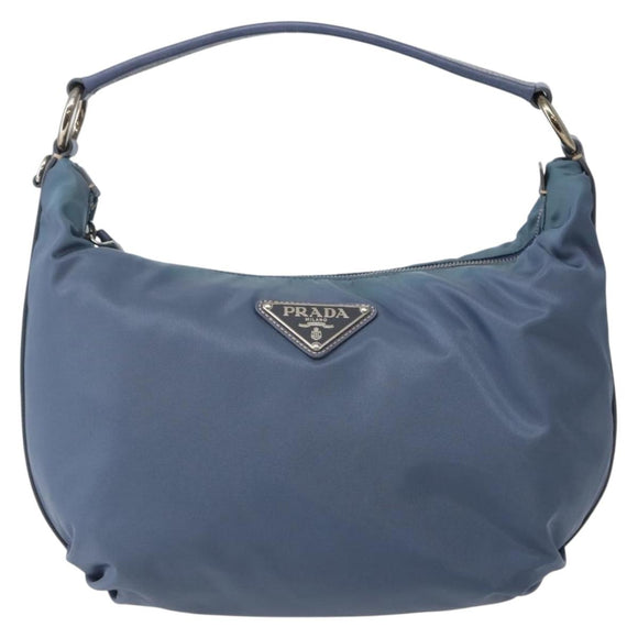 PRADA Shoulder Bag Nylon Light Blue Silver Auth 144144
