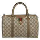 GUCCI GG Supreme Web Sherry Line Boston Bag PVC Beige Gold 40 02 007 Auth 144173-13