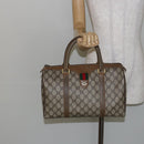 GUCCI GG Supreme Web Sherry Line Boston Bag PVC Beige Gold 40 02 007 Auth 144173-22