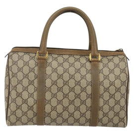 GUCCI GG Supreme Web Sherry Line Boston Bag PVC Beige Gold 40 02 007 Auth 144173 - 0