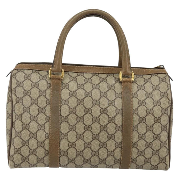 GUCCI GG Supreme Web Sherry Line Boston Bag PVC Beige Gold 40 02 007 Auth 144173