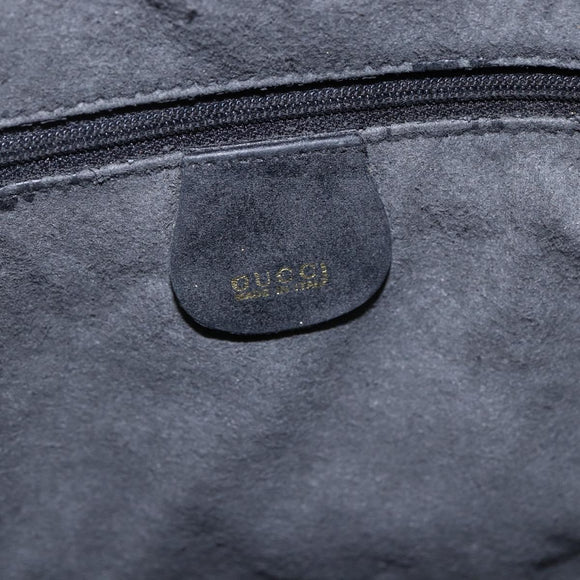 GUCCI Bamboo Shoulder Bag Leather Black Gold Auth 144177