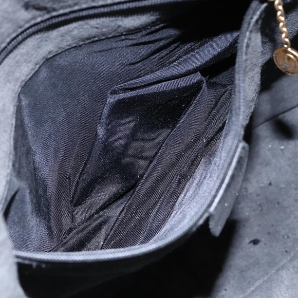 GUCCI Bamboo Shoulder Bag Leather Black Gold Auth 144177