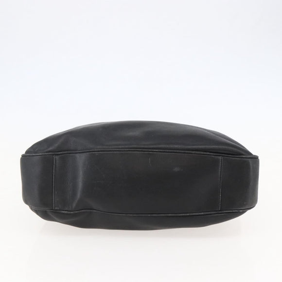 GUCCI Bamboo Shoulder Bag Leather Black Gold Auth 144177