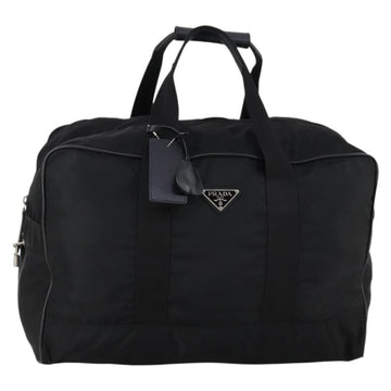PRADA Boston Bag Nylon Black Silver Auth 144179