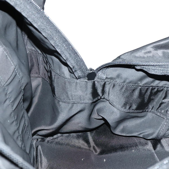 PRADA Boston Bag Nylon Black Silver Auth 144179