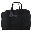 PRADA Boston Bag Nylon Black Silver Auth 144179-2