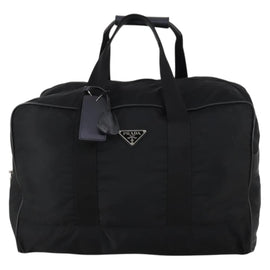 PRADA Boston Bag Nylon Black Silver Auth 144179 - 0