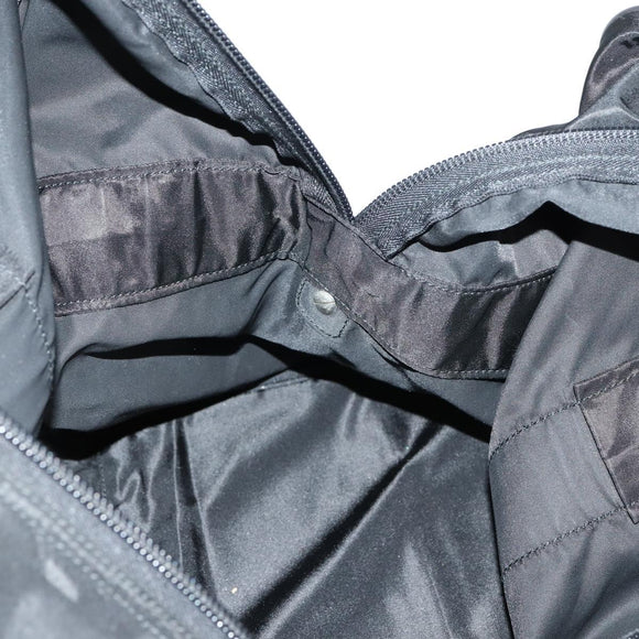 PRADA Boston Bag Nylon Black Silver Auth 144179