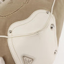 PRADA Tote Bag Canvas Leather Beige Silver Auth 144180-8
