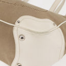 PRADA Tote Bag Canvas Leather Beige Silver Auth 144180-15