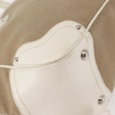 PRADA Tote Bag Canvas Leather Beige Silver Auth 144180-16