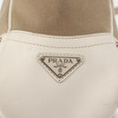 PRADA Tote Bag Canvas Leather Beige Silver Auth 144180-18