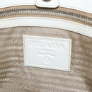 PRADA Tote Bag Canvas Leather Beige Silver Auth 144180-19