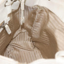 PRADA Tote Bag Canvas Leather Beige Silver Auth 144180-22