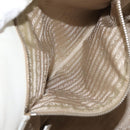 PRADA Tote Bag Canvas Leather Beige Silver Auth 144180-23