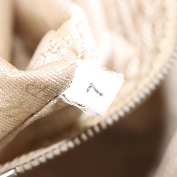 PRADA Tote Bag Canvas Leather Beige Silver Auth 144180