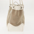 PRADA Tote Bag Canvas Leather Beige Silver Auth 144180-3