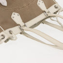 PRADA Tote Bag Canvas Leather Beige Silver Auth 144180-6