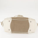 PRADA Tote Bag Canvas Leather Beige Silver Auth 144180-5