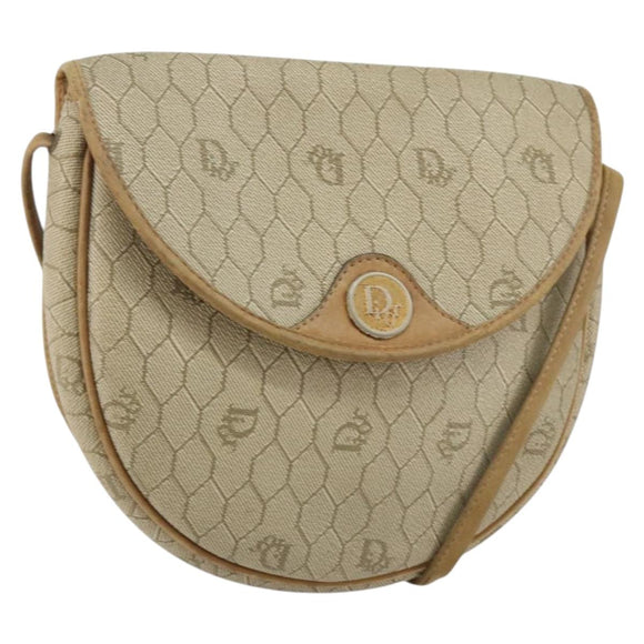 Christian Dior Honeycomb Canvas Shoulder Bag PVC Beige Auth 144185