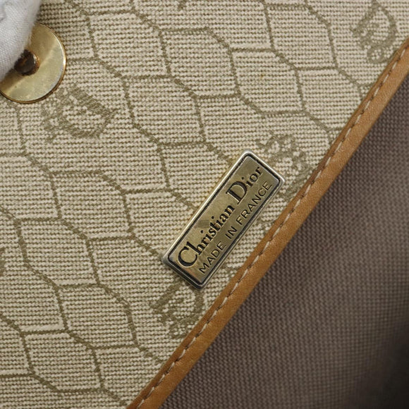 Christian Dior Honeycomb Canvas Shoulder Bag PVC Beige Auth 144185