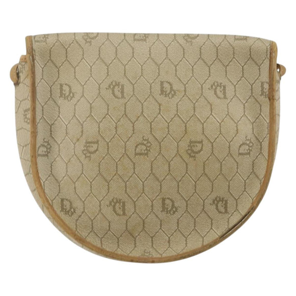 Christian Dior Honeycomb Canvas Shoulder Bag PVC Beige Auth 144185