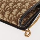 Christian Dior Trotter Canvas Chain Shoulder Bag Brown Gold Auth 144207-13