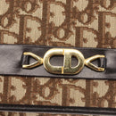 Christian Dior Trotter Canvas Chain Shoulder Bag Brown Gold Auth 144207-14