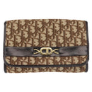 Christian Dior Trotter Canvas Chain Shoulder Bag Brown Gold Auth 144207-2