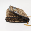Christian Dior Trotter Canvas Chain Shoulder Bag Brown Gold Auth 144207-4
