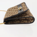 Christian Dior Trotter Canvas Chain Shoulder Bag Brown Gold Auth 144207-5