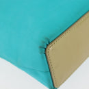 Christian Dior Maris Pearl Hand Bag Nylon Turquoise Blue Silver Auth 144208-15