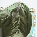 Christian Dior Maris Pearl Hand Bag Nylon Turquoise Blue Silver Auth 144208-19