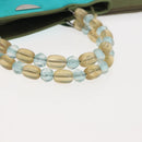 Christian Dior Maris Pearl Hand Bag Nylon Turquoise Blue Silver Auth 144208-7