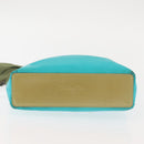 Christian Dior Maris Pearl Hand Bag Nylon Turquoise Blue Silver Auth 144208-5