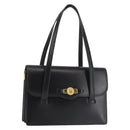 Christian Dior Hand Bag Leather Black Gold Auth 144209-1